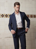 Navy Linen & Silk Suit