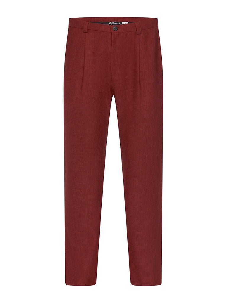 Ox Blood Non Crush Linen Trousers - Joe Bananas | Australia