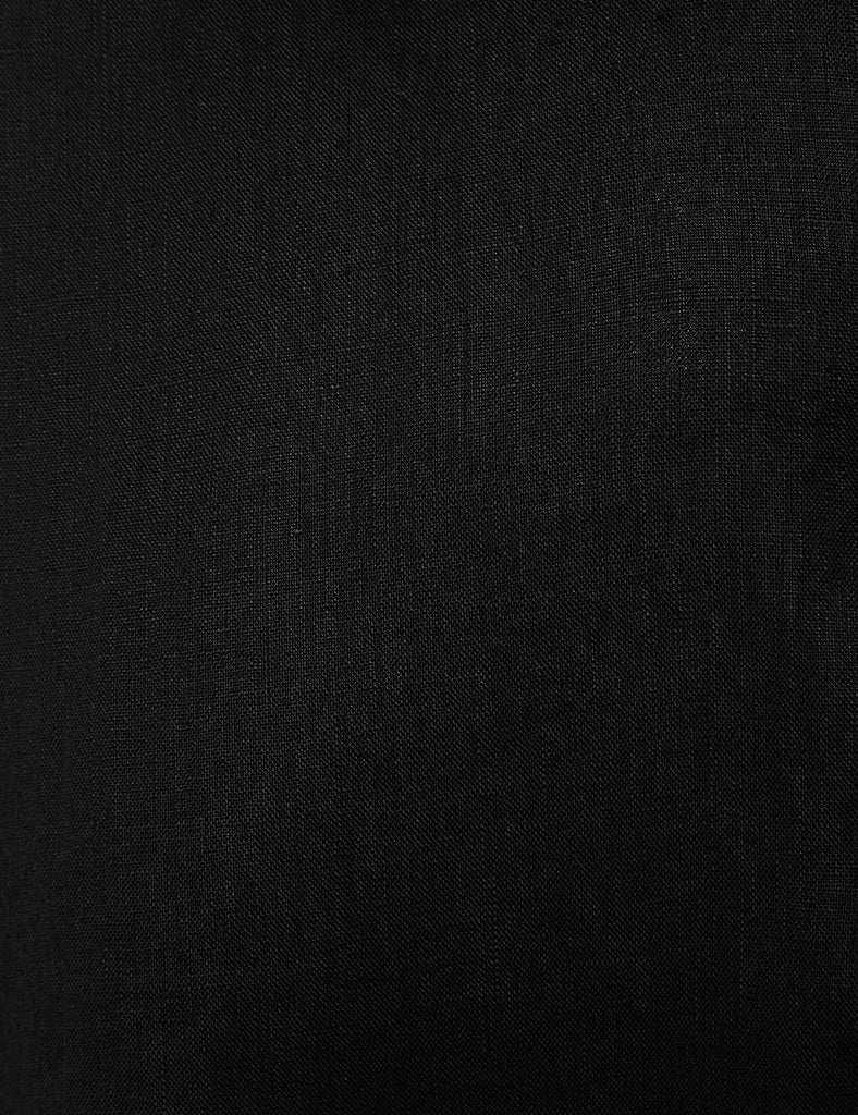 Black Linen Grandfather Collar Linen Shirt