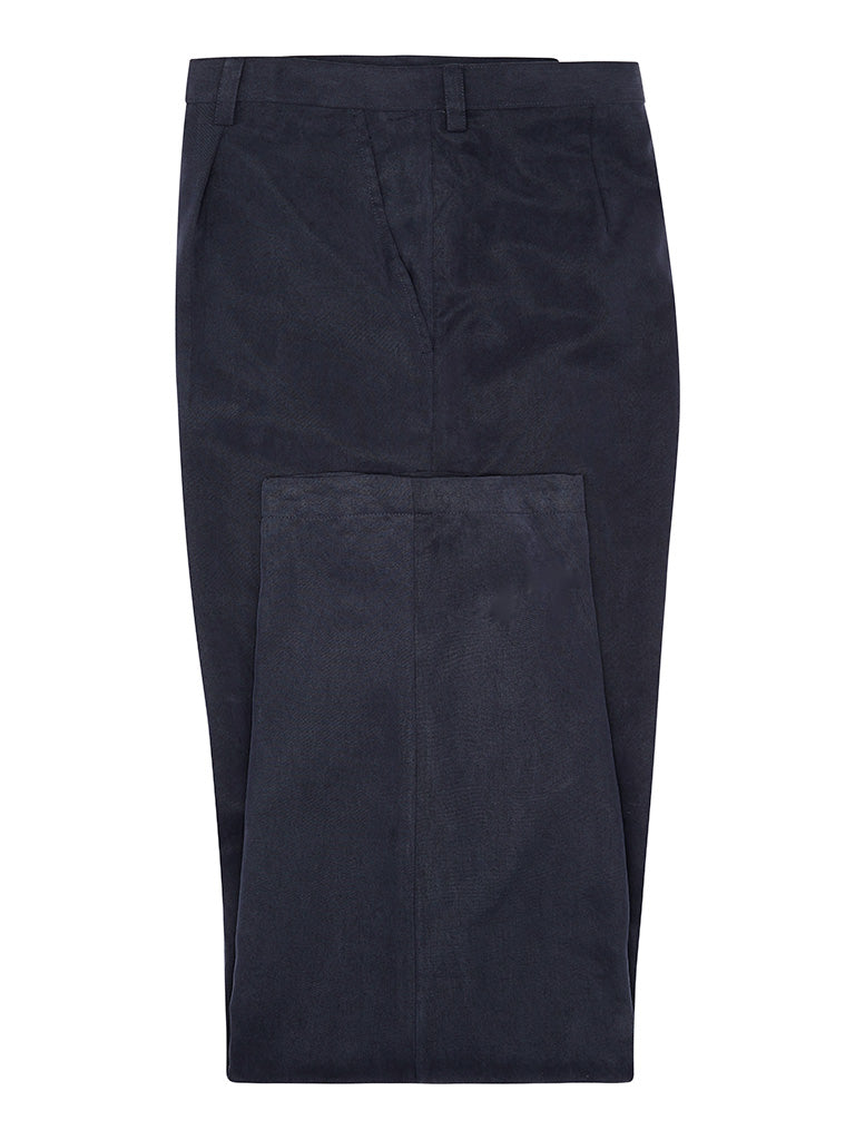 Navy Silk Twill Trousers