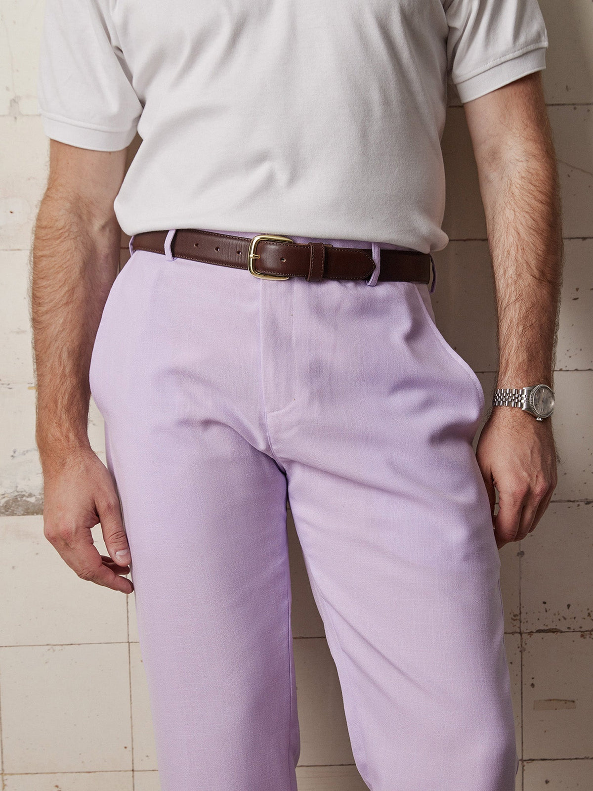 Lilac Linen & Silk Trousers - Joe Bananas | Australia