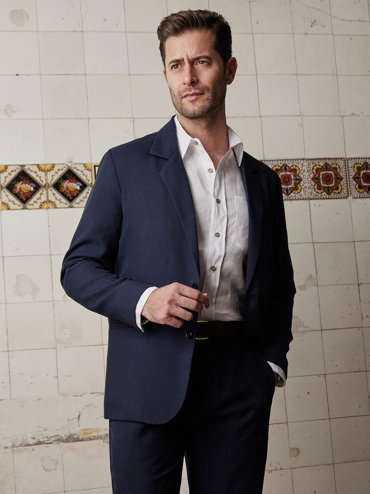Navy Linen & Silk Jacket - Joe Bananas | Australia