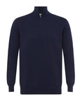 Navy Cotton Suri Zip Neck Sweater